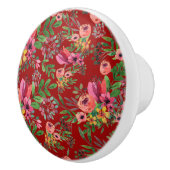 ヴィンテージエレガントレッドフローラセラミックプル セラミックノブ (右)