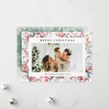 ヴィンテージエレガントレッドベリーメリークリスマスフォト