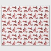 ヴィンテージエレガントレッドラビットハレスカントリー ラッピングペーパー (フラット)