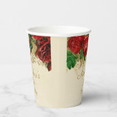 ヴィンテージエレガントレッドローズタン75th任意の年齢誕生日 紙コップ (右)