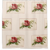 ヴィンテージエレガントレッドローズ シャワーカーテン (正面)