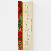 ヴィンテージエレガントレッドローゼス母誕生日 横断幕 (縦)