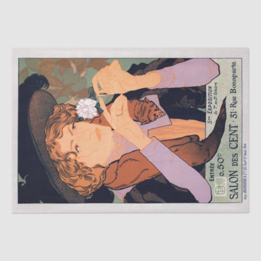 ヴィンテージエレガントレディフランスのーポスターデクページ 薄葉紙 (正面)