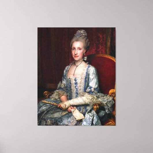 ヴィンテージエレガントレディーインブルーレースシルク キャンバスプリント (正面)