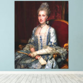 ヴィンテージエレガントレディーインブルーレースシルク キャンバスプリント (インサイチュ (ウッドフロア))