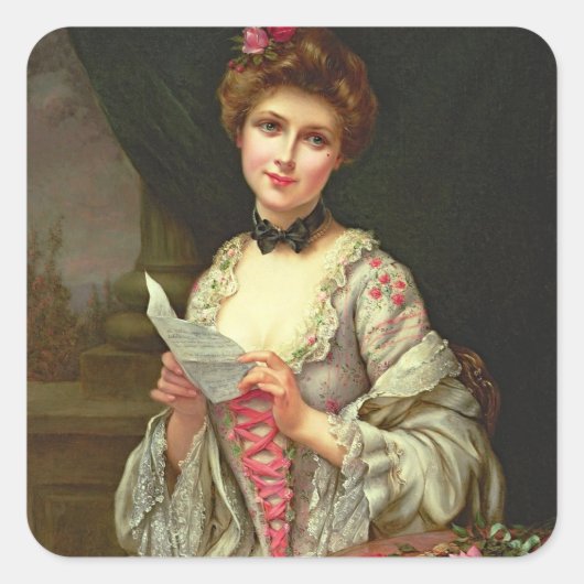 ヴィンテージエレガントレディ&ブーケバラ スクエアシール (正面)