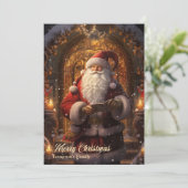 ヴィンテージエレガントレトロなサンタクロースが玄関に シーズンカード (スタンド正面)