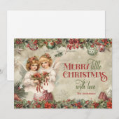 ヴィンテージエレガントレトロクリスマスエンジェルビクトリアンズ シーズンカード (正面/裏面)