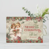 ヴィンテージエレガントレトロクリスマスエンジェルビクトリアンズ シーズンカード (スタンド正面)