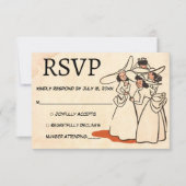 ヴィンテージエレガントレトロブ素朴リ結婚デスメイド 出欠カード (正面)