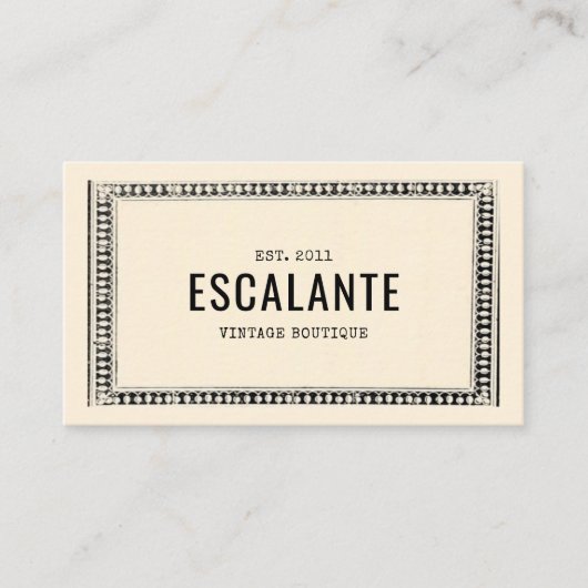 ヴィンテージエレガントレトロブ縁どエージュ 名刺 (正面)