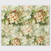 ヴィンテージエレガントレトロホワイトフローラ開花ブーケ ラッピングペーパー (フラット)