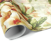 ヴィンテージエレガントレトロホワイトフローラ開花ブーケ ラッピングペーパー (ロールコーナー)