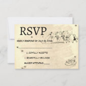 ヴィンテージエレガントレトロ式オールド素朴結婚ズ 出欠カード (正面)