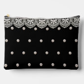 ヴィンテージエレガントレースと真珠のモノグラカスタムム アクセサリーポーチ (正面)