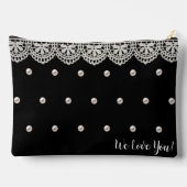 ヴィンテージエレガントレースと真珠のモノグラカスタムム アクセサリーポーチ (裏面)