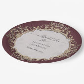 ヴィンテージエレガントロココワインと金ゴールドブライダル茶 ペーパープレート (アングル)