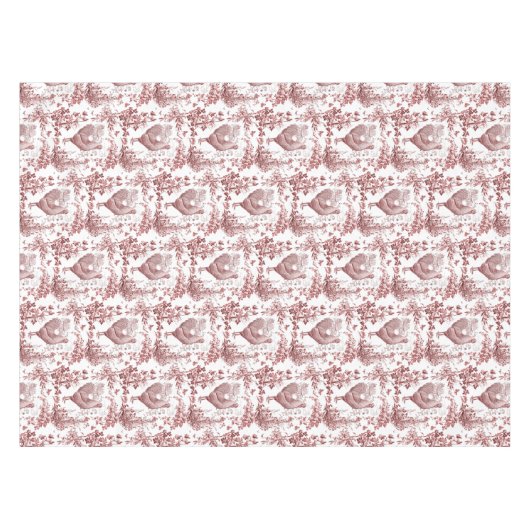 ヴィンテージエレガントロスターレッドフローラトイル テーブルクロス (正面(横))