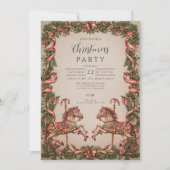 ヴィンテージエレガントロッキングホースクリスマス 招待状 (正面)