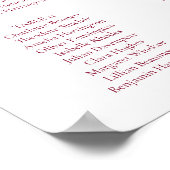 ヴィンテージエレガントロマンスのブルゴーニュのシーティングチャート ポスター (角)