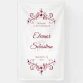 ヴィンテージエレガントロマンスブルガン結婚ディへようこそ 横断幕 (縦)