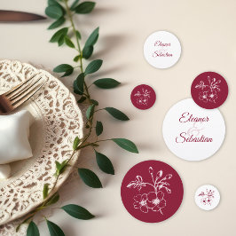 ヴィンテージエレガントロマンスブルゴーニュフローラ結婚ズ コンフェッティ