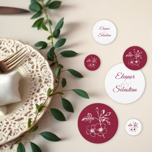 ヴィンテージエレガントロマンスブルゴーニュフローラ結婚ズ コンフェッティ