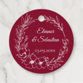 ヴィンテージエレガントロマンスブルゴーニュフローラ結婚ズ フェイバータグ (裏面)