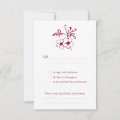 ヴィンテージエレガントロマンスブルゴーニュフローラ結婚ズ 出欠カード (裏面)