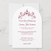 ヴィンテージエレガントロマンスブルゴーニュフローラ結婚ズ 招待状 (正面)
