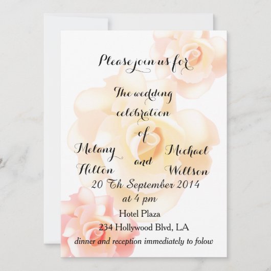 ヴィンテージエレガントロマンチックな優しい結婚バラ 招待状 (正面)