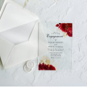 ヴィンテージエレガントロマンチックレッドローズ婚約パーティ アクリル招待状