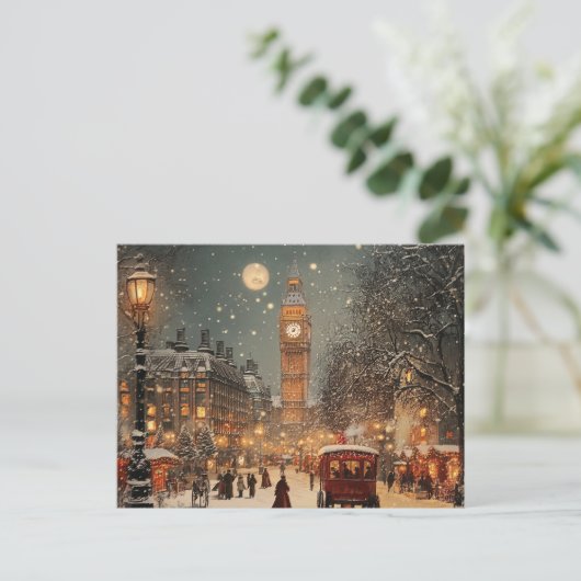 ヴィンテージエレガントロンドンクリスマス シーズンポストカード (スタンド正面)