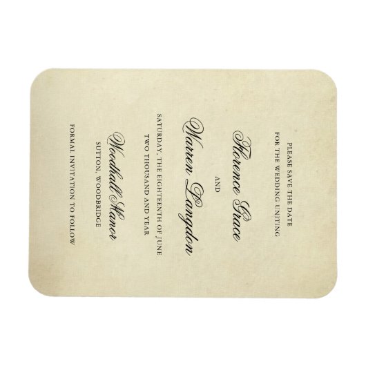 ヴィンテージエレガント以外の写真の結婚式の日付の保存 マグネット (横)