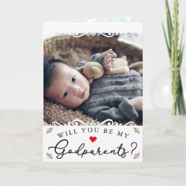ヴィンテージエレガント写真のゴッドペアレンツ提案 カード
