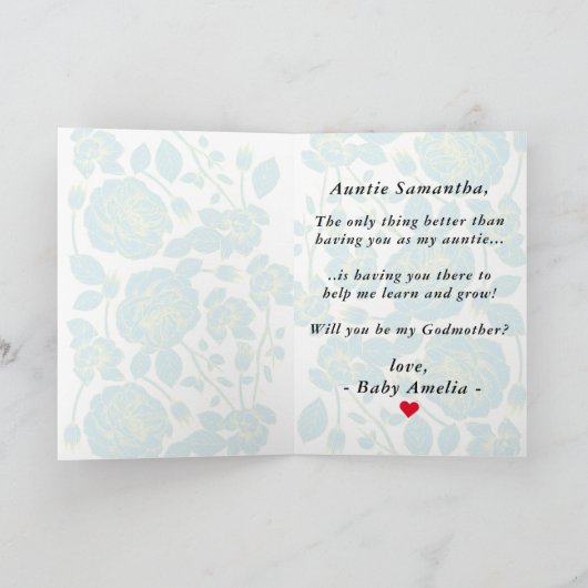 ヴィンテージエレガント写真のゴッドマザー提案 カード (内部)