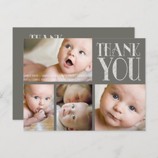 ヴィンテージエレガント写真ベビーありがとうポストカード 案内ポストカード (正面/裏面)