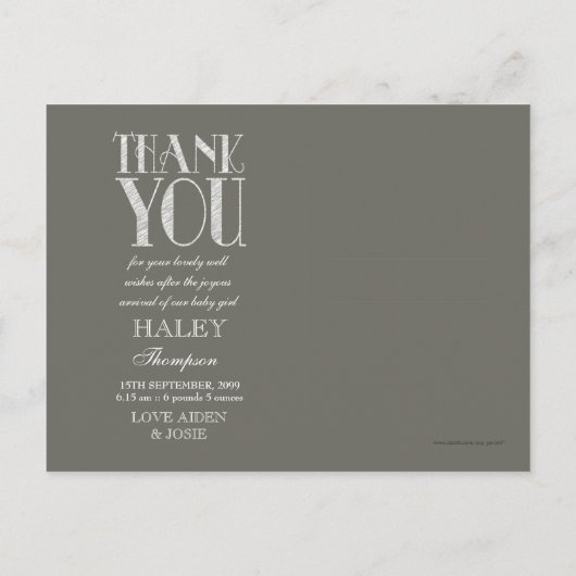 ヴィンテージエレガント写真ベビーありがとうポストカード 案内ポストカード (裏面)
