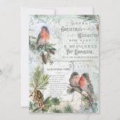 ヴィンテージエレガント冬クリスマスロビンス シーズンカード (正面)