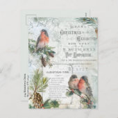 ヴィンテージエレガント冬クリスマスロビンス シーズンポストカード (正面/裏面)