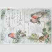 ヴィンテージエレガント冬季クリスマスロビンズデコパージュ 薄葉紙 (正面)