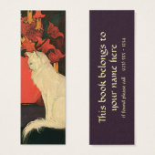 ヴィンテージエレガント動物,白猫,秋の花 (正面&裏面)