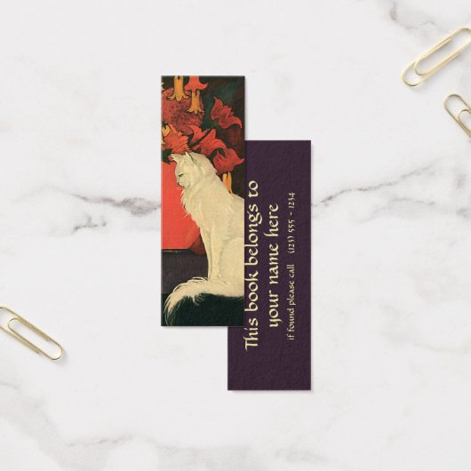 ヴィンテージエレガント動物,白猫,秋の花 (オフィス)