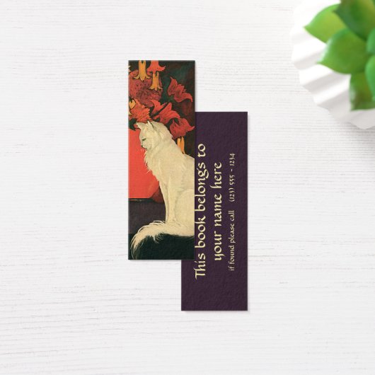 ヴィンテージエレガント動物，白猫，秋の花 (デスク)