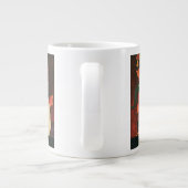 ヴィンテージエレガント動物，白猫，秋の花 ジャンボコーヒーマグカップ (裏面)