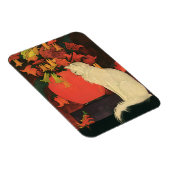 ヴィンテージエレガント動物，白猫，秋の花 マグネット (右側)