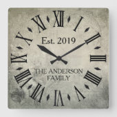 ヴィンテージエレガント名ローマ数字素朴 スクエア壁時計 (正面)