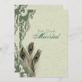 ヴィンテージエレガント国ピーコックリハーサル夕食 招待状 (正面/裏面)