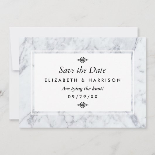 ヴィンテージエレガント大理石の結婚式の日付を保存 セーブザデート (正面)