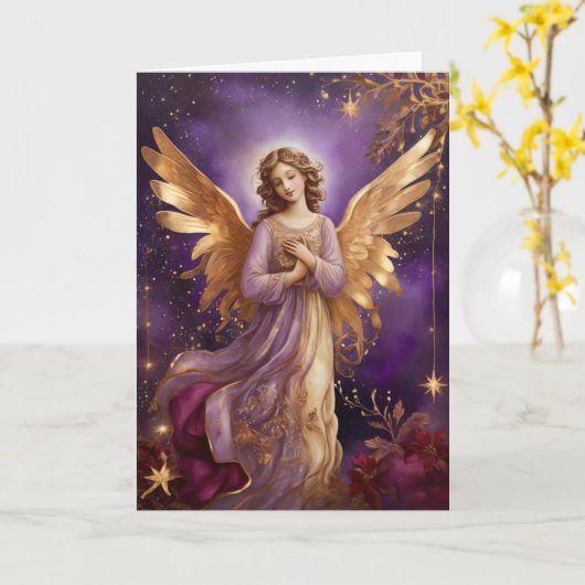 ヴィンテージエレガント天使のメッセーカスタムジ カード (黄色い花)